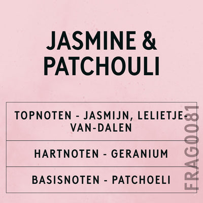 Jasmine & Patchouli Fragrance Oil scent card (Dutch)