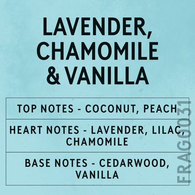 Lavender, Chamomile & Vanilla Fragrance Oil scent card (English)