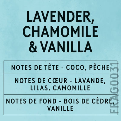 Lavender, Chamomile & Vanilla Fragrance Oil scent card (French)