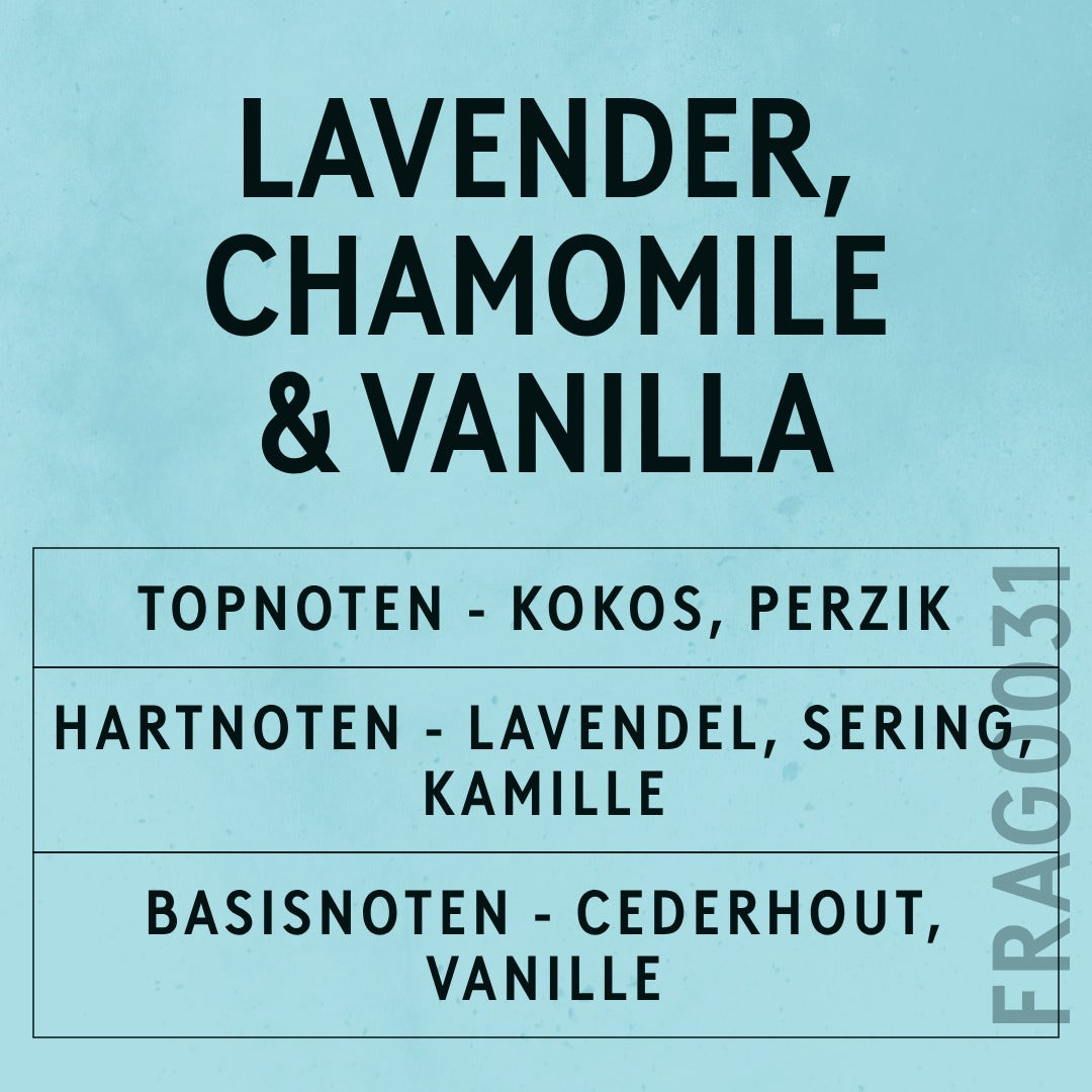 Lavender, Chamomile & Vanilla Fragrance Oil scent card (Dutch)