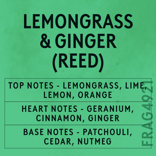 Lemongrass & Ginger Candle fragrance oil - Candle Shack aluminium bottle with dried botanicals on a dark slate background