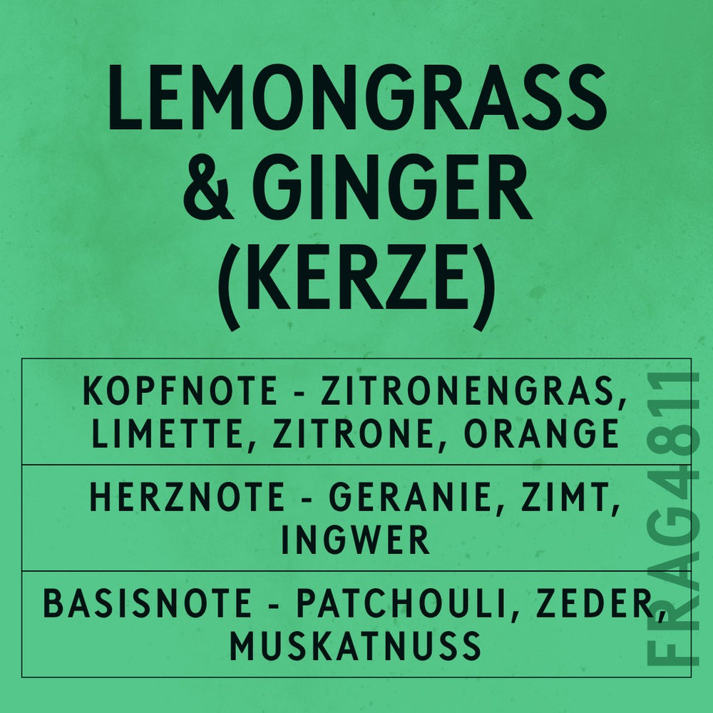 Lemongrass & Ginger Candle Fragrance Oil scent card (German)
