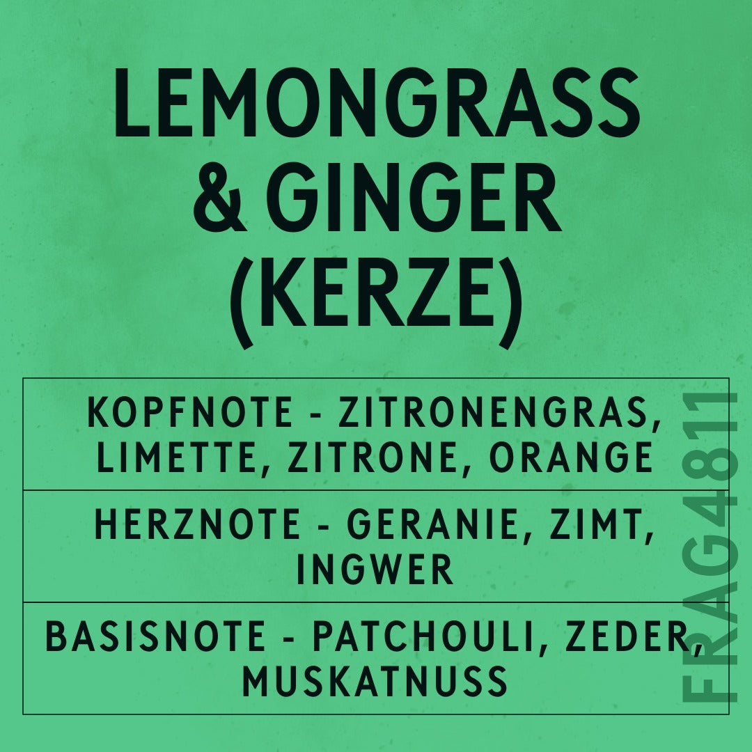 Lemongrass & Ginger Candle Fragrance Oil scent card (German)