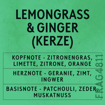 Lemongrass & Ginger Candle Fragrance Oil scent card (German)