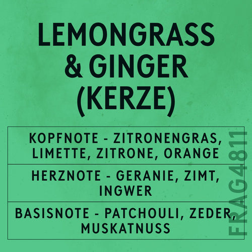 Lemongrass & Ginger Candle Fragrance Oil scent card (German)
