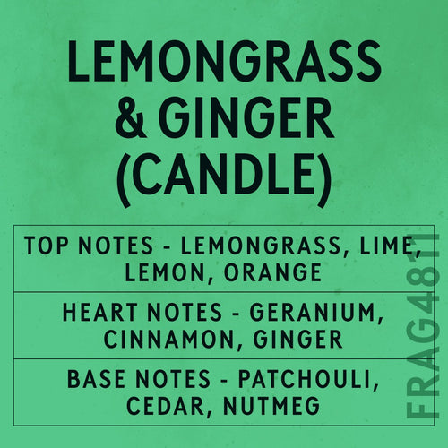 Lemongrass & Ginger Candle Fragrance Oil scent card (English)