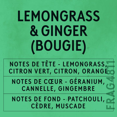 Lemongrass & Ginger Candle Fragrance Oil scent card (French)