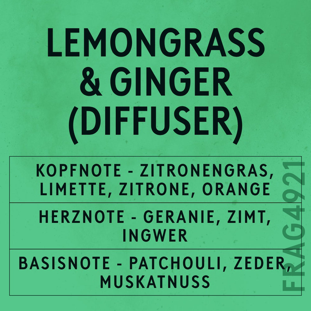 Lemongrass & Ginger Reed Fragrance Oil scent card (German)