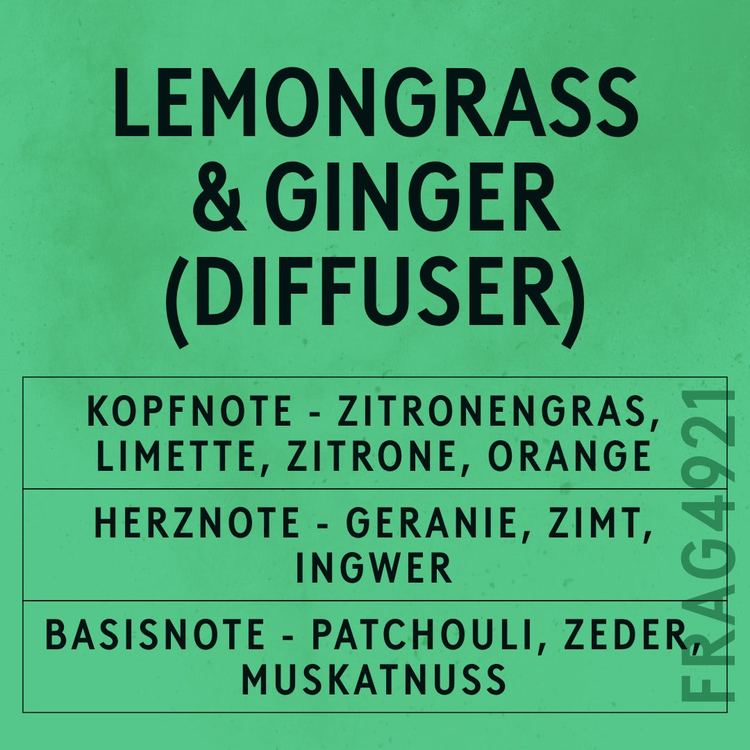 Lemongrass & Ginger Reed Fragrance Oil scent card (German)