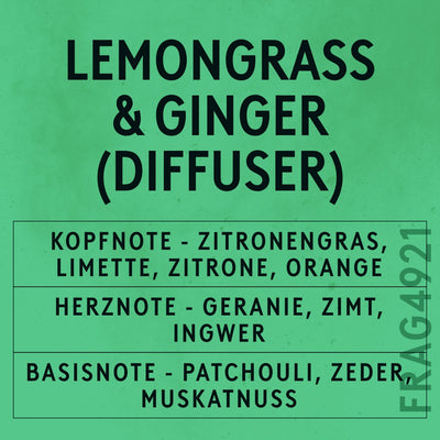 Lemongrass & Ginger Reed Fragrance Oil scent card (German)