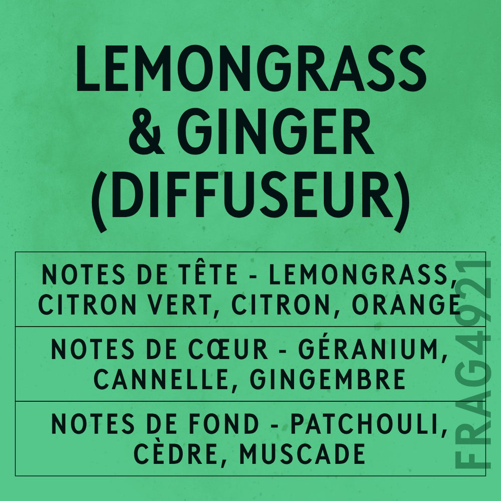 Lemongrass & Ginger Reed Fragrance Oil scent card (French)