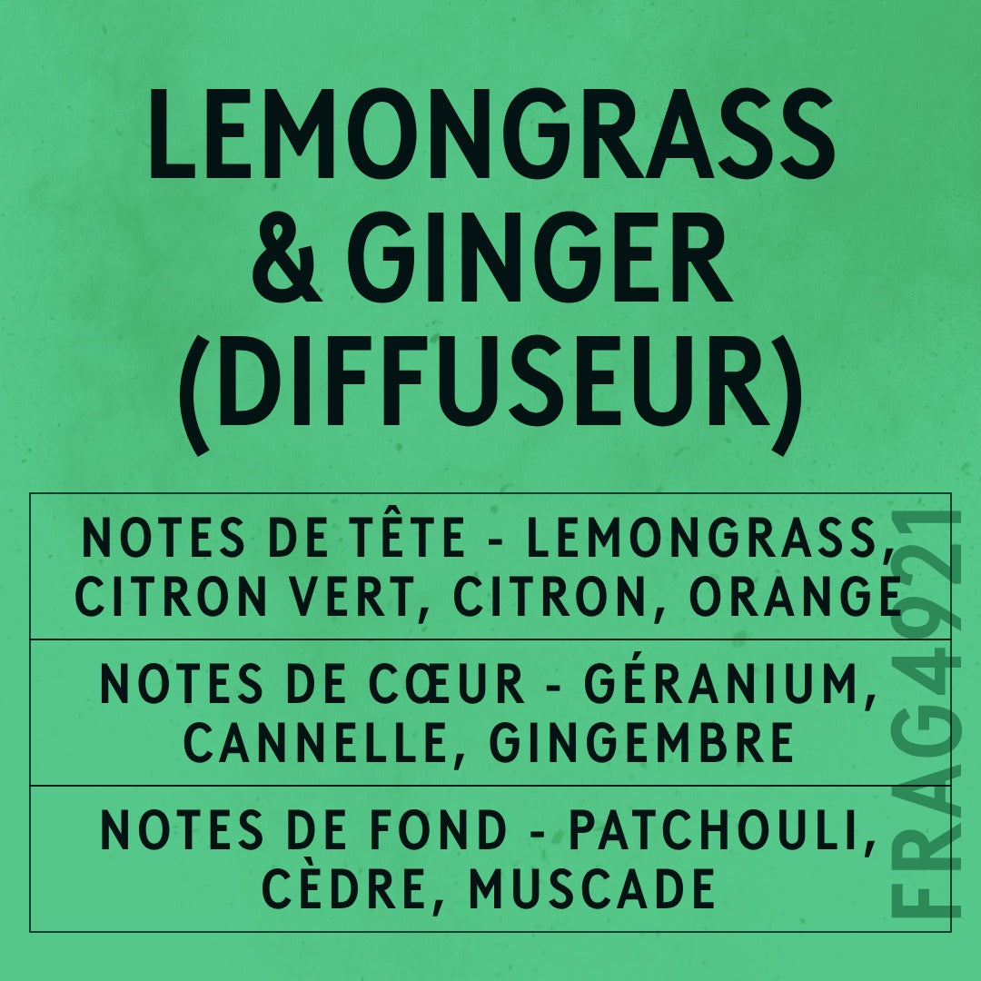 Lemongrass & Ginger Reed Fragrance Oil scent card (French)
