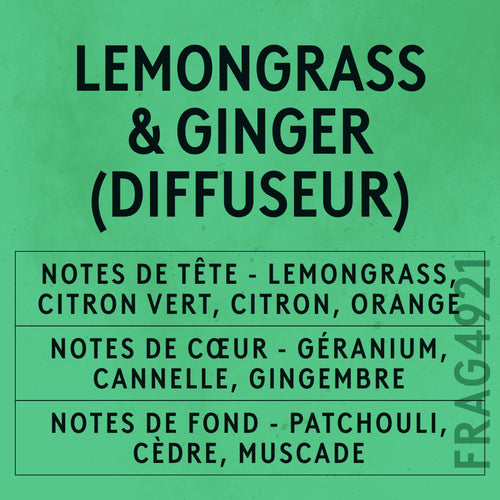Lemongrass & Ginger Reed Fragrance Oil scent card (French)