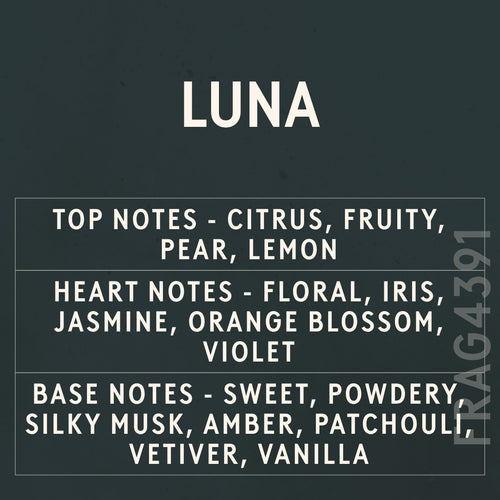 Luna Fragrance Oil scent card (English)