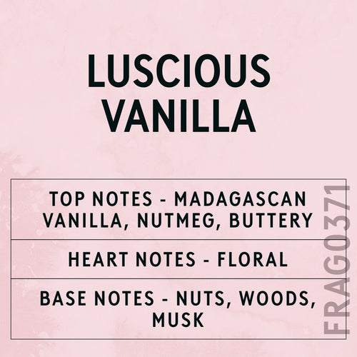 Luscious Vanilla Fragrance Oil scent card (English)