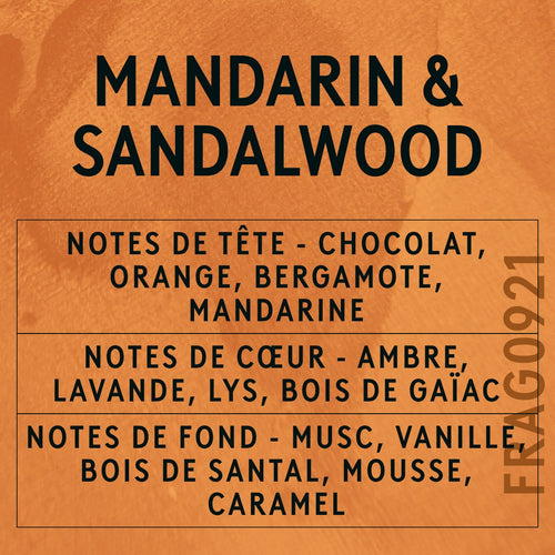Mandarin & Sandalwood Fragrance Oil scent card (French)