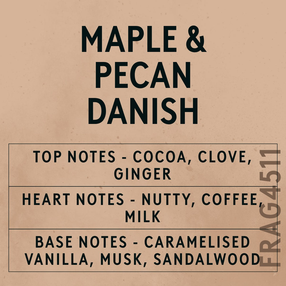 Maple & Pecan Danish fragrance oil - Candle Shack aluminium bottle with dried botanicals on a dark slate background
