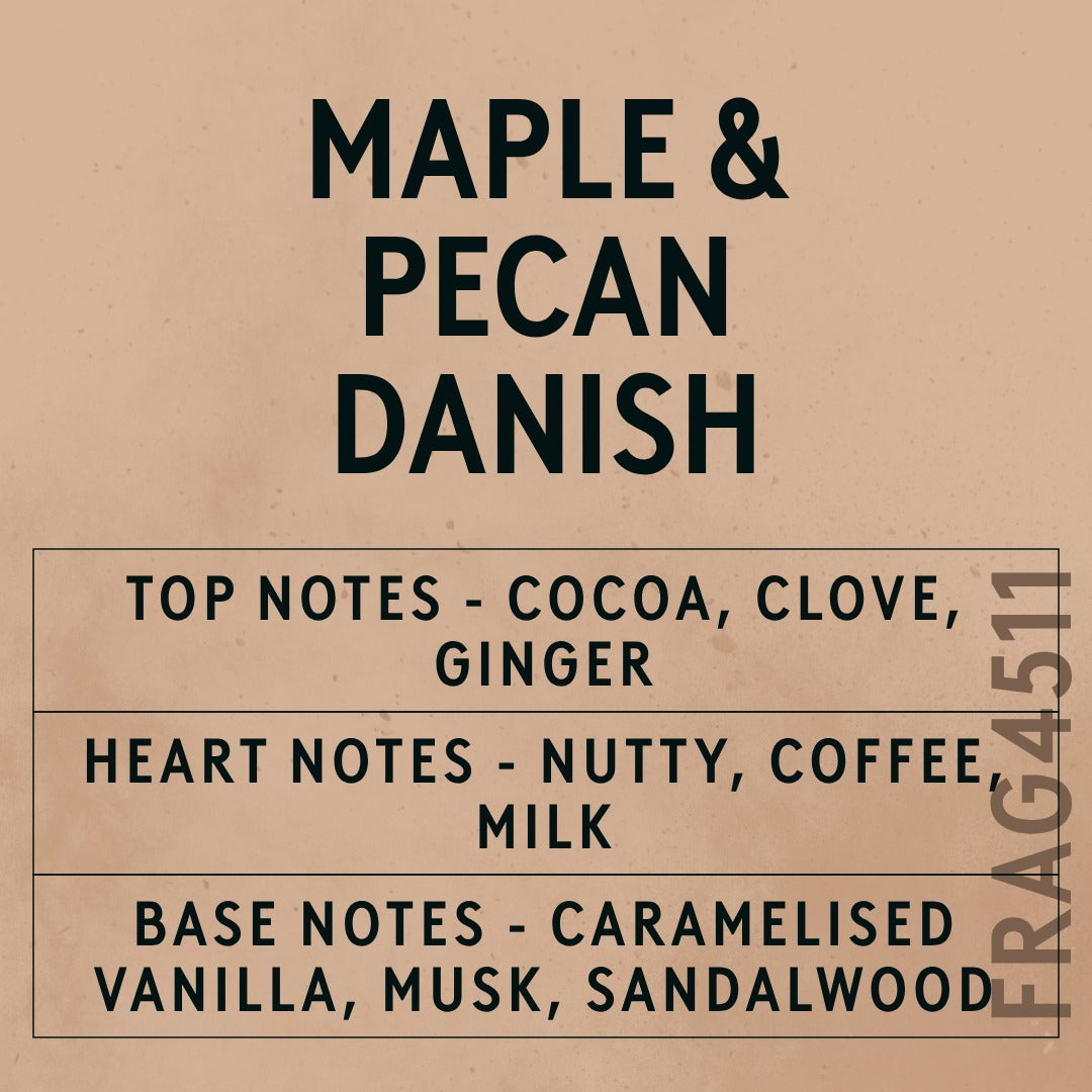 Maple & Pecan Danish fragrance oil - Candle Shack aluminium bottle with dried botanicals on a dark slate background