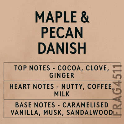 Maple & Pecan Danish fragrance oil - Candle Shack aluminium bottle with dried botanicals on a dark slate background