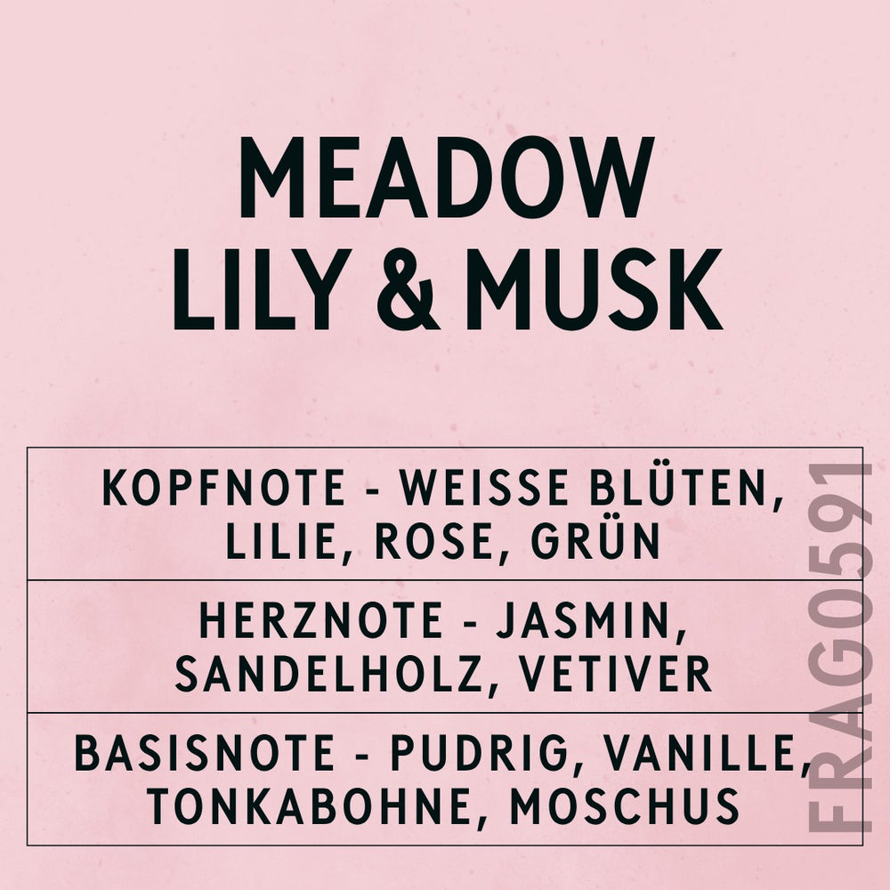 Meadow Lily & Cotton Musk Fragrance Oil scent card (German)
