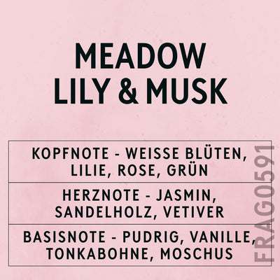 Meadow Lily & Cotton Musk Fragrance Oil scent card (German)