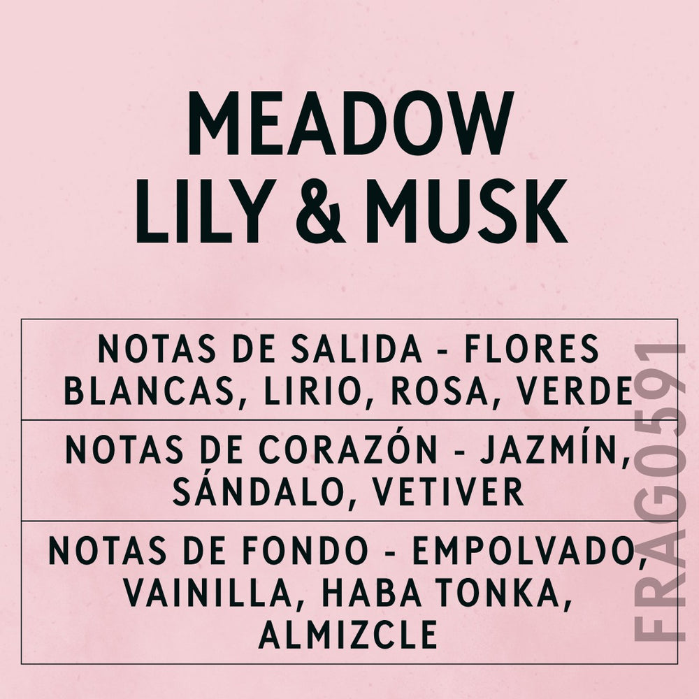 Meadow Lily & Cotton Musk Fragrance Oil scent card (Spanish)