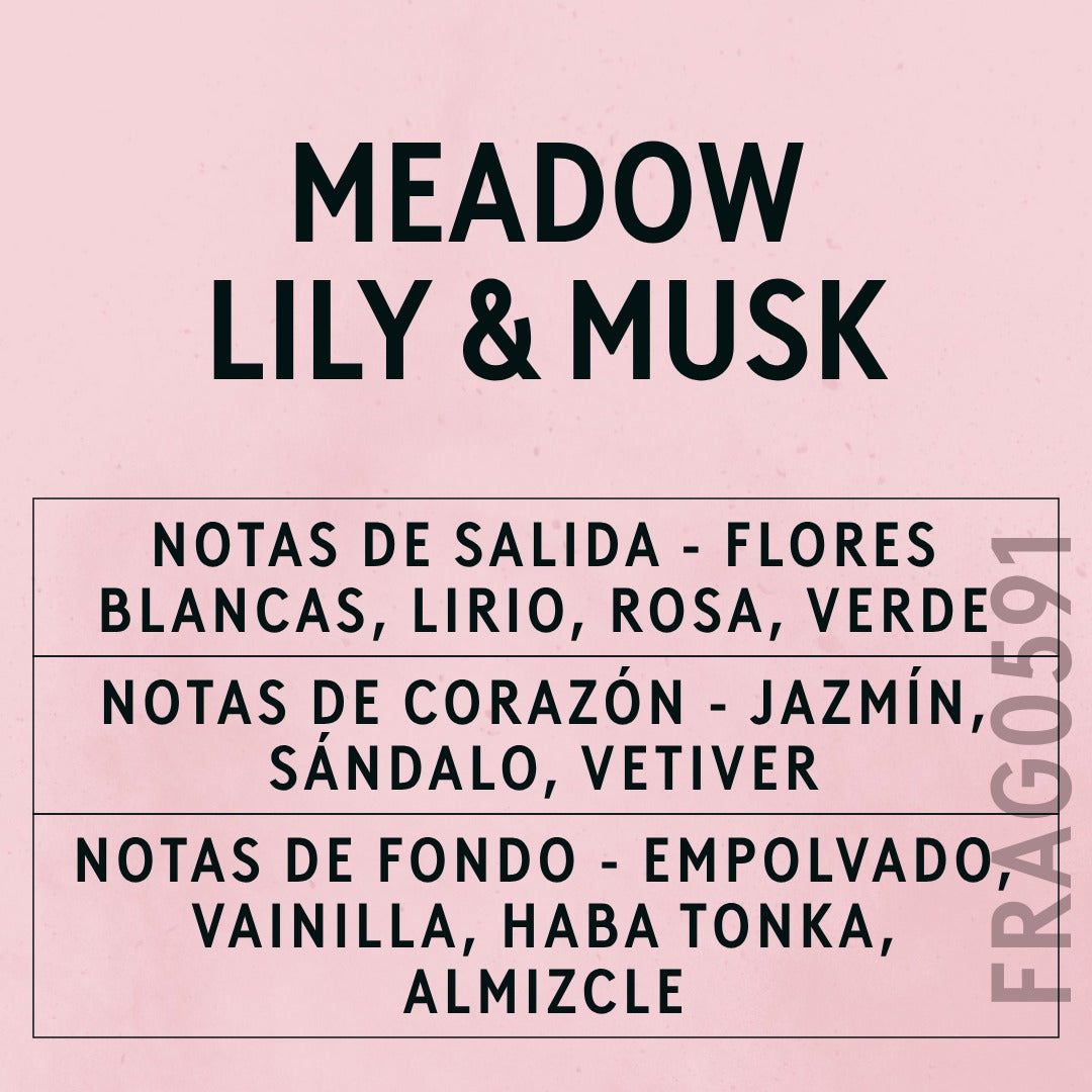 Meadow Lily & Cotton Musk Fragrance Oil scent card (Spanish)