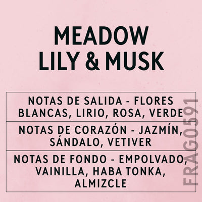 Meadow Lily & Cotton Musk Fragrance Oil scent card (Spanish)