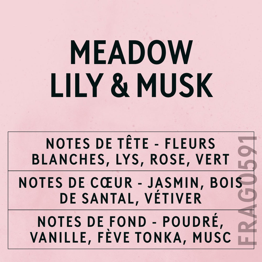 Meadow Lily & Cotton Musk Fragrance Oil scent card (French)