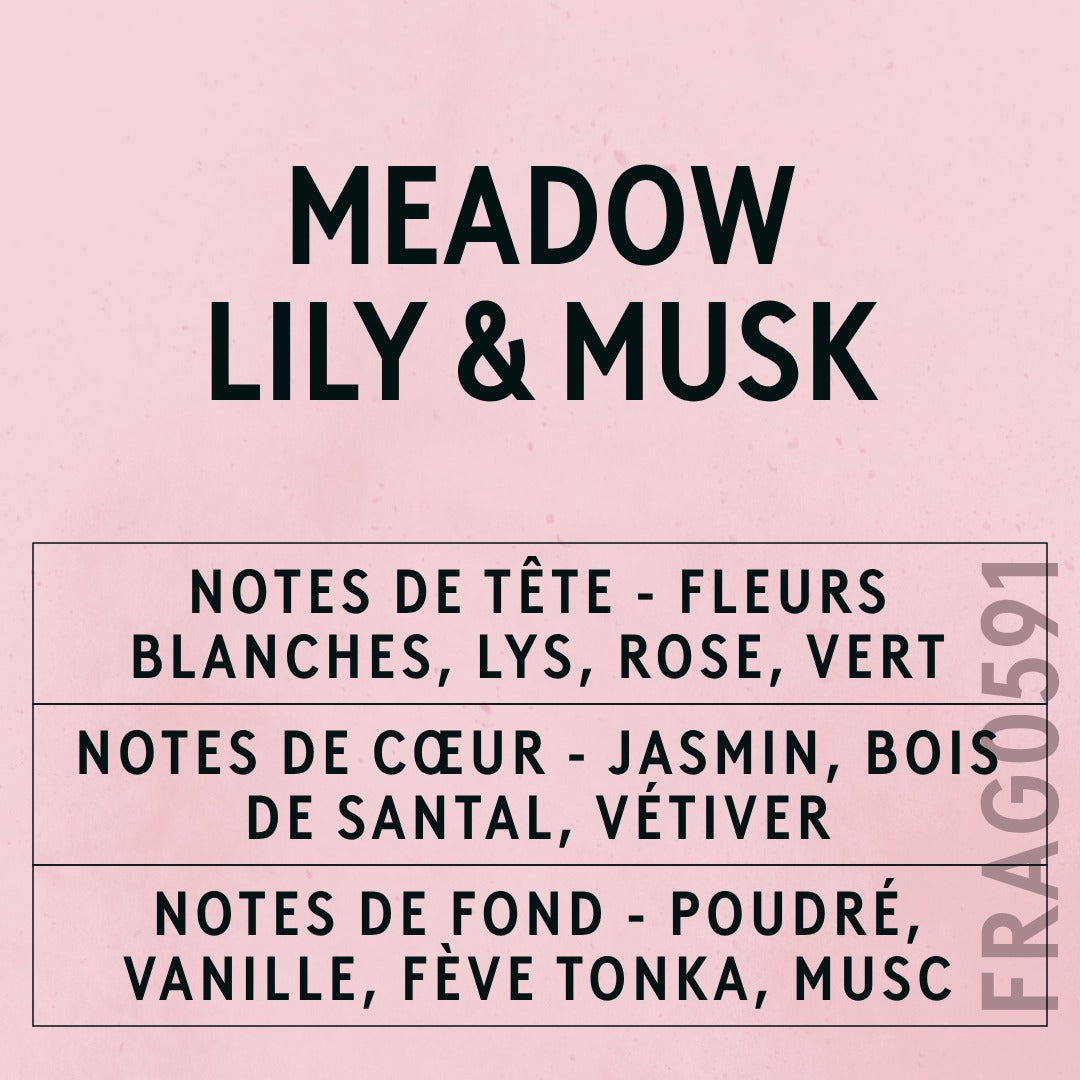 Meadow Lily & Cotton Musk Fragrance Oil scent card (French)