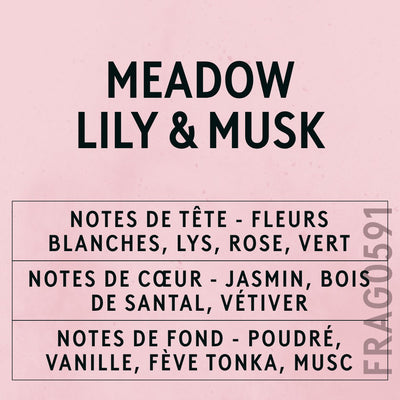 Meadow Lily & Cotton Musk Fragrance Oil scent card (French)