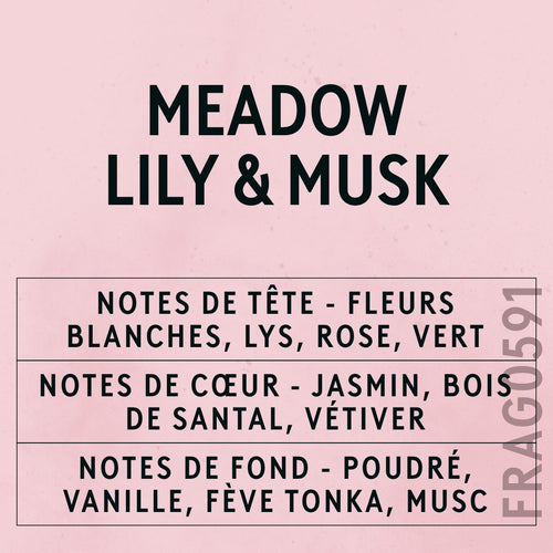 Meadow Lily & Cotton Musk Fragrance Oil scent card (French)