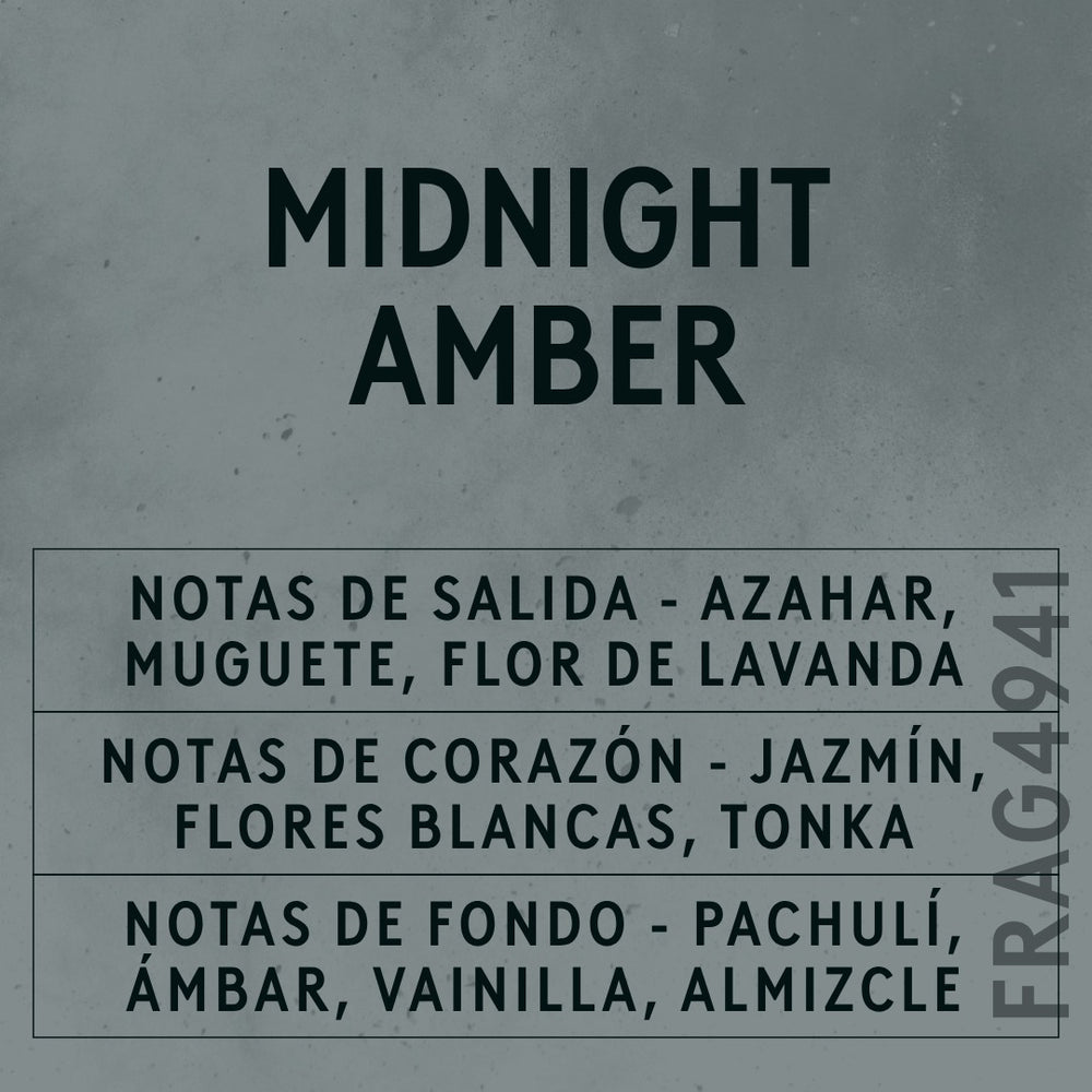 Midnight Amber Fragrance Oil scent card (Spanish)