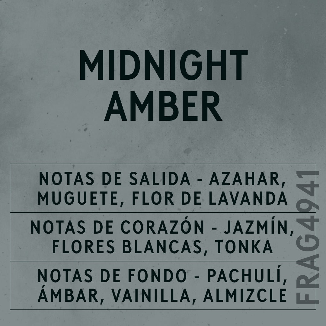 Midnight Amber Fragrance Oil scent card (Spanish)