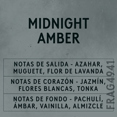 Midnight Amber Fragrance Oil scent card (Spanish)