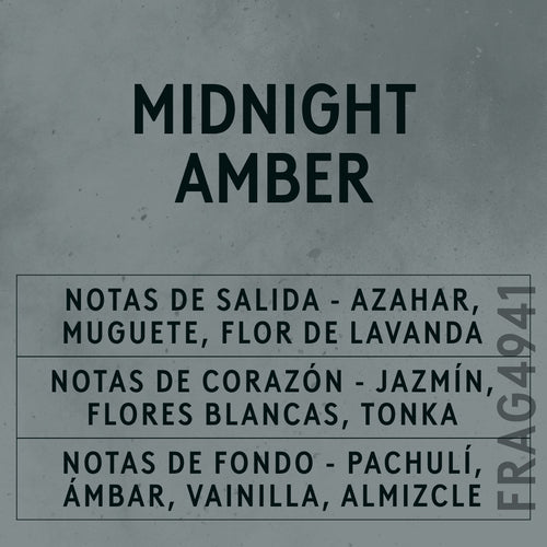 Midnight Amber Fragrance Oil scent card (Spanish)