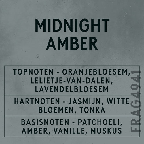 Midnight Amber Fragrance Oil scent card (Dutch)