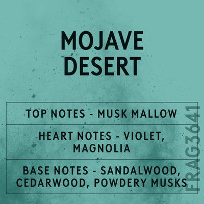 Mojave Desert fragrance oil - Candle Shack aluminium bottle with dried botanicals on a dark slate background
