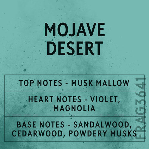 Mojave Desert fragrance oil - Candle Shack aluminium bottle with dried botanicals on a dark slate background