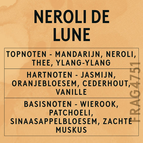 Neroli De Lune Fragrance Oil scent card (Dutch)