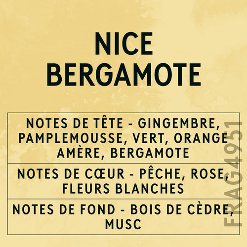 Nice Bergamote Fragrance Oil scent card (French)