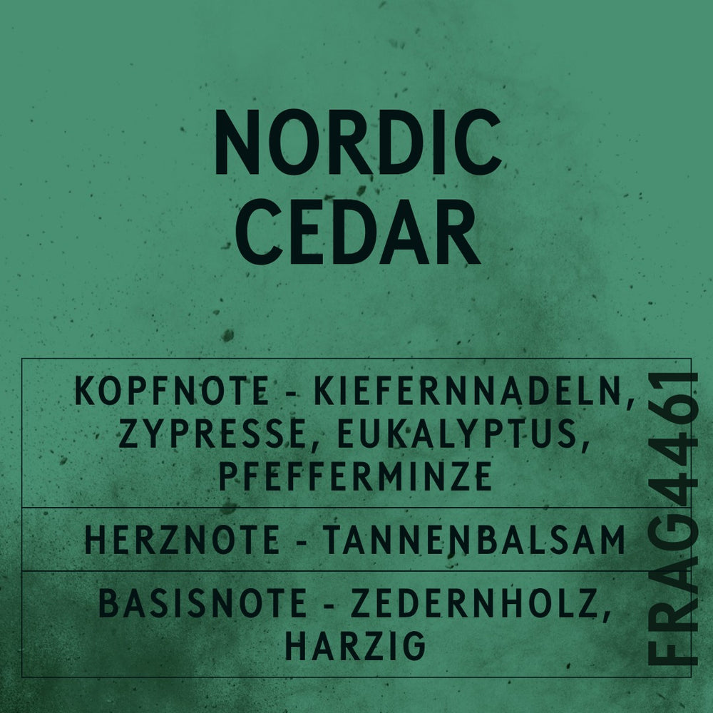 Nordic Cedar Fragrance Oil scent card (German)