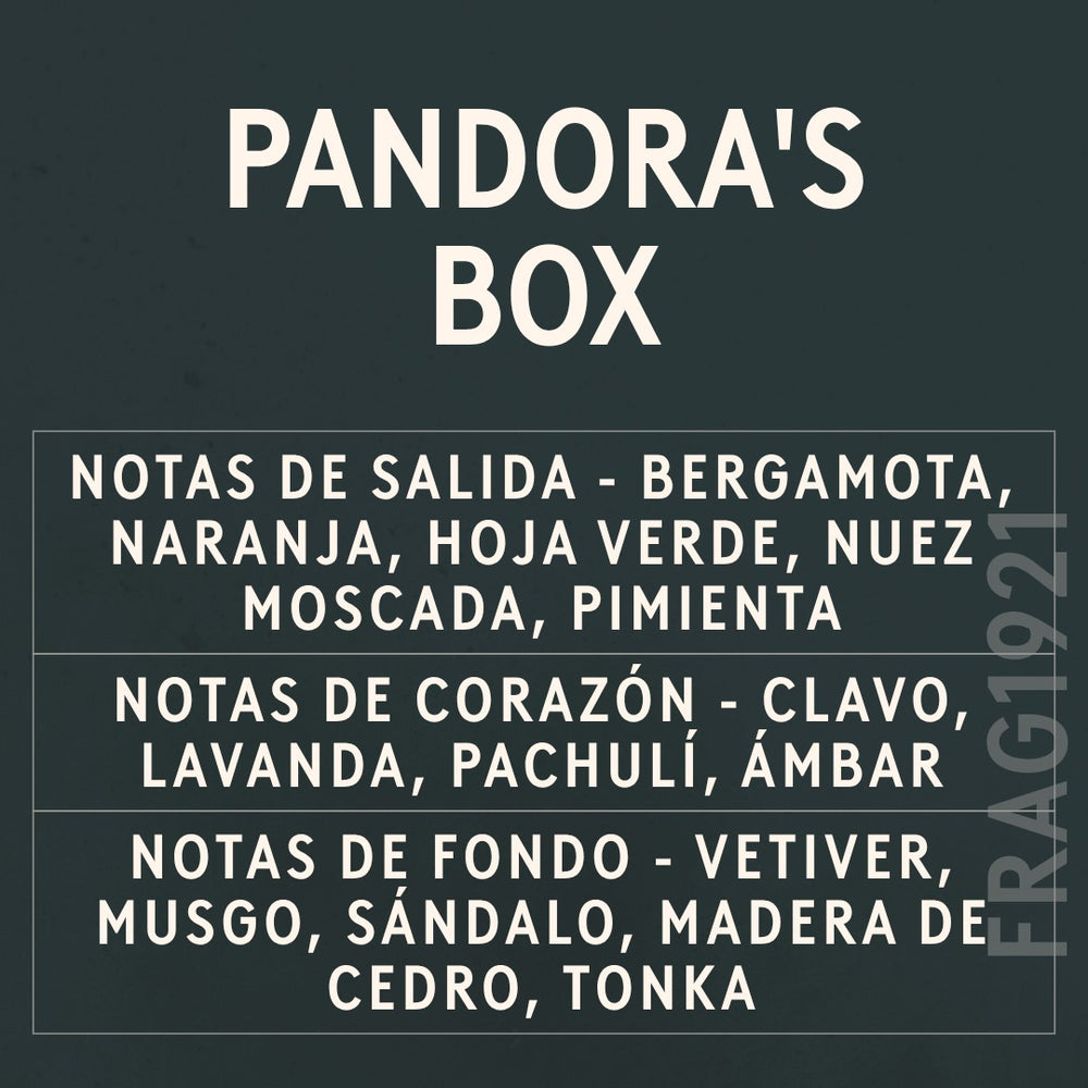 Pandora's Box Fragrance Oil scent card (Spanish)