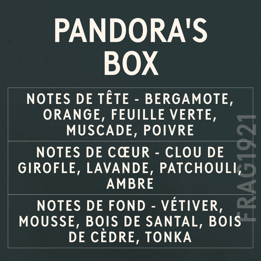 Pandora's Box Fragrance Oil scent card (French)