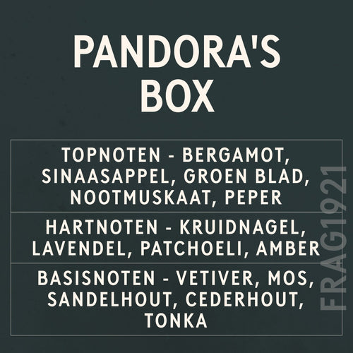 Pandora's Box Fragrance Oil scent card (Dutch)