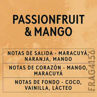 Passionfruit & Mango Fragrance Oil scent card (Spanish)