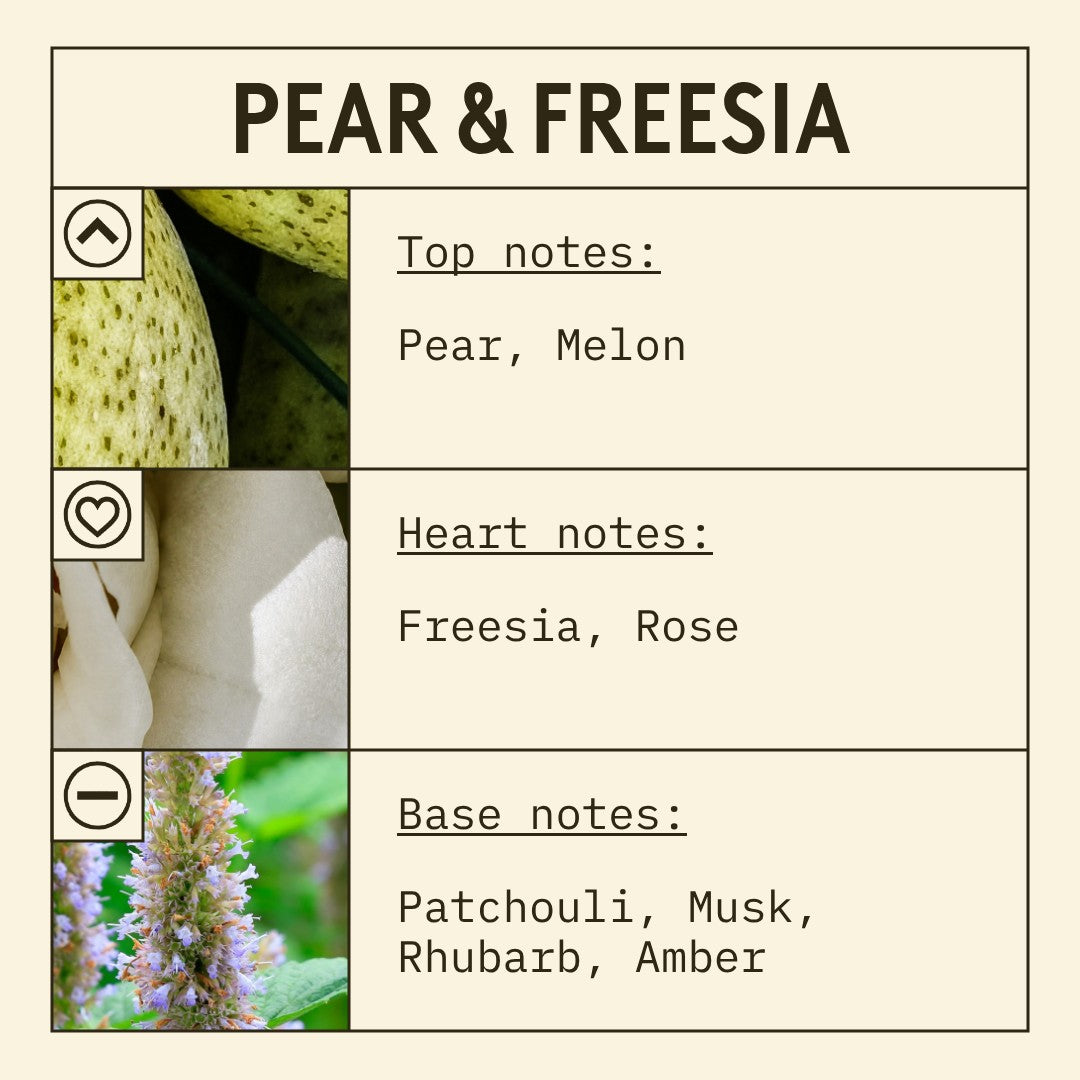 Pear & Freesia Fragrance Oil scent card (English)
