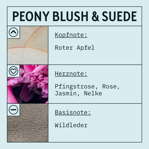 Peony & Blush Suede Fragrance Oil (Concentrated) scent card (German)