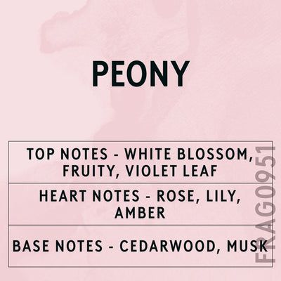 Peony fragrance oil - Candle Shack aluminium bottle with dried botanicals on a dark slate background