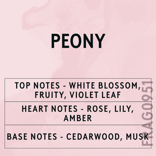 Peony Fragrance Oil scent card (English)